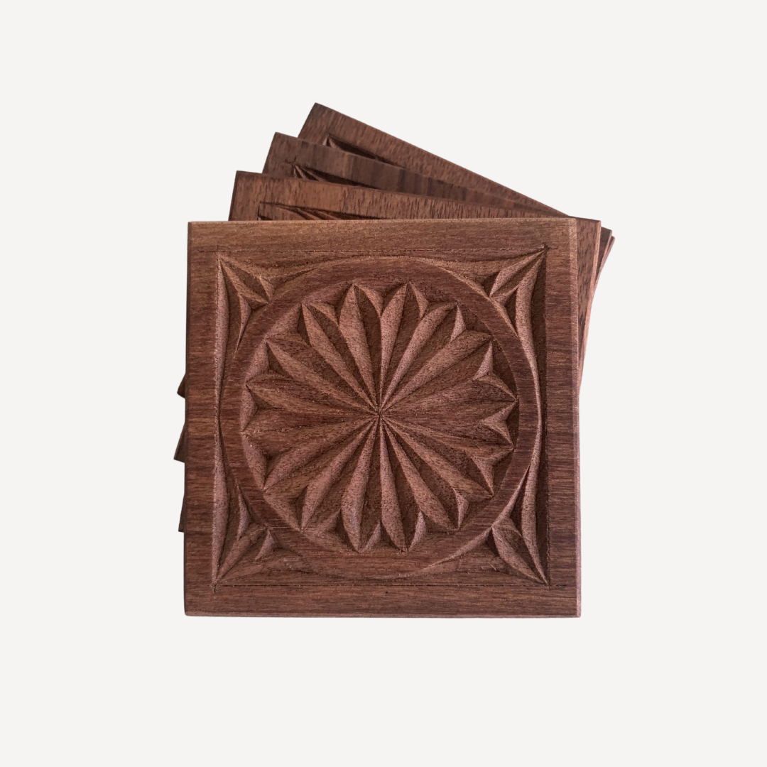 Hand Carved Wooden Coasters
